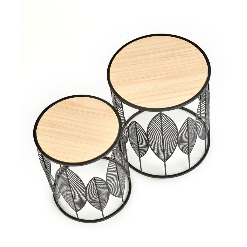 SET 2x Tavolino FOLLA diametro 33/40 cm nero