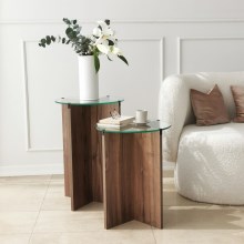 SET 2x Tavolino LILY diametro 40 cm marrone/limpido