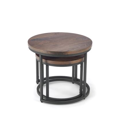 SET 2x Tavolino da caffè OREO diam. 43/53 cm nero/noce
