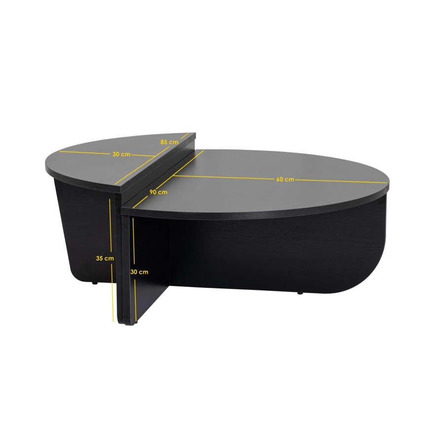 SET 2x Tavolino ORION nero