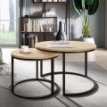 SET 2x Tavolino RABEN nero/oro quercia