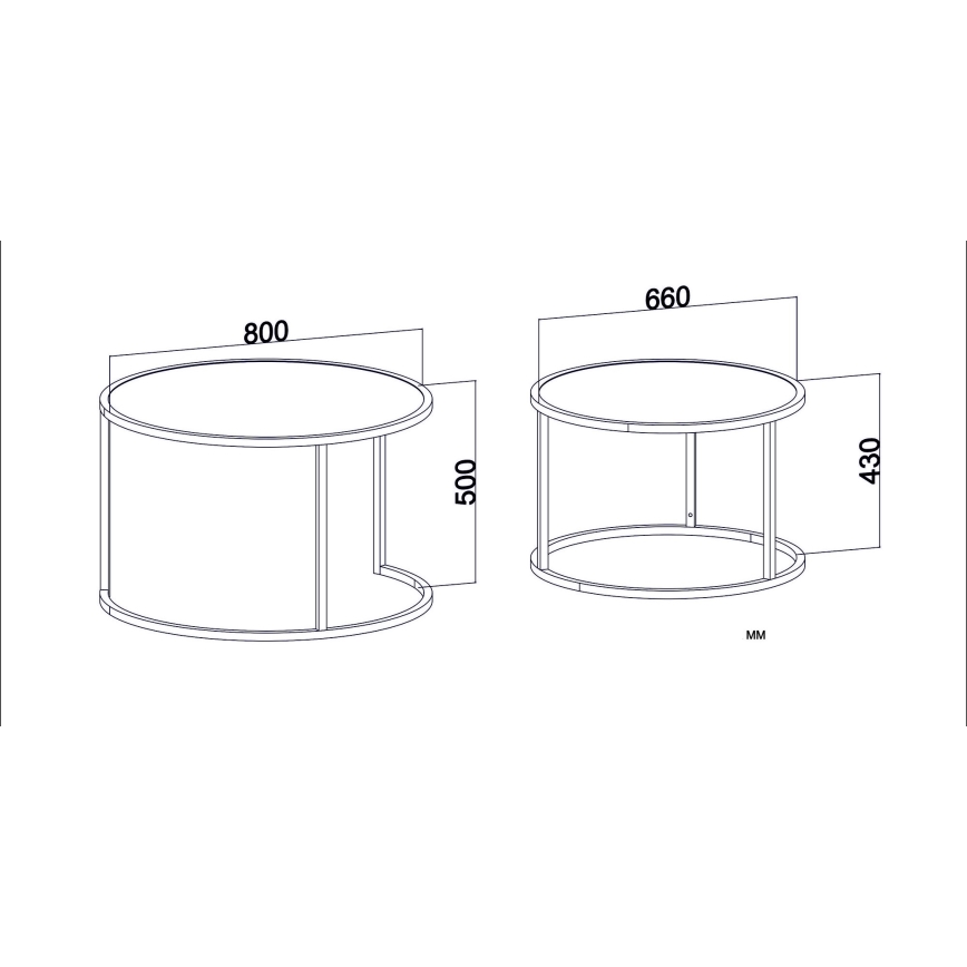 SET 2x Tavolino TAMBUR nero/marrone