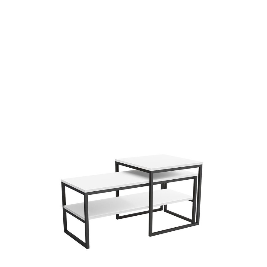 SET 2x Tavolino TONY nero/bianco