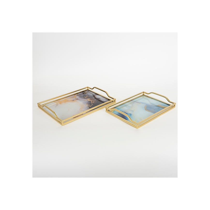 SET 2x Vassoio decorativo 40x30/35x25 cm oro
