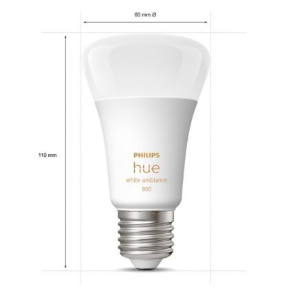 SET 2xLED Lampadina Dimmerabile Philips Hue WHITE AMBIANCE E27/6W/230V 2200-6500K