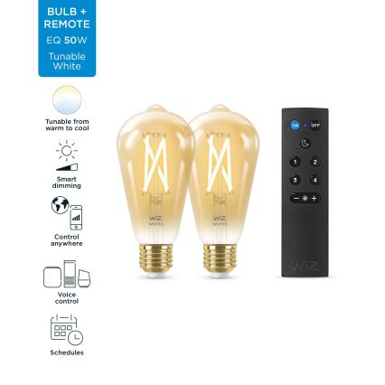 SET 2x Lampadina LED dimmerabile ST64 E27/7W/230V 2000-5000K CRI 90 Wi-Fi + telecomando - WiZ