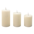 Set 3x candele LED BRILLO, LED/3xAAA, colore crema + telecomando