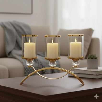 Set 3x candele LED BRILLO, LED/3xAAA, colore crema + telecomando