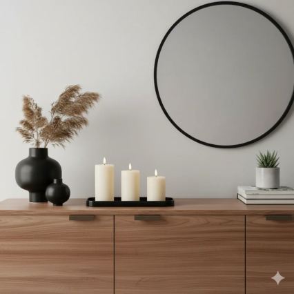 Set 3x candele LED BRILLO, LED/3xAAA, colore crema + telecomando