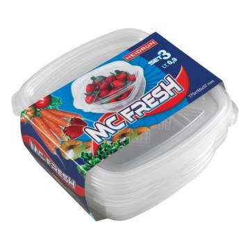SET 3x Contenitore per alimenti 0,9 l trasparente