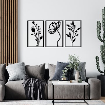SET 3x Decorazione da muro 78x39 cm fiori metallo