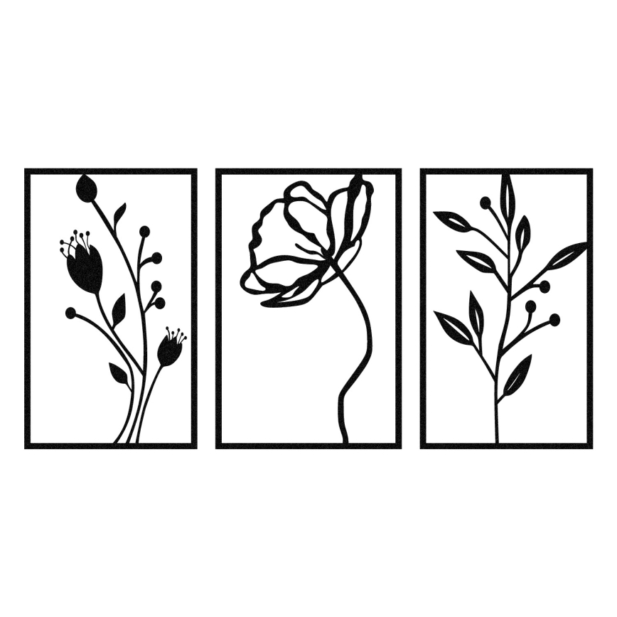 SET 3x Decorazione da muro 78x39 cm fiori metallo