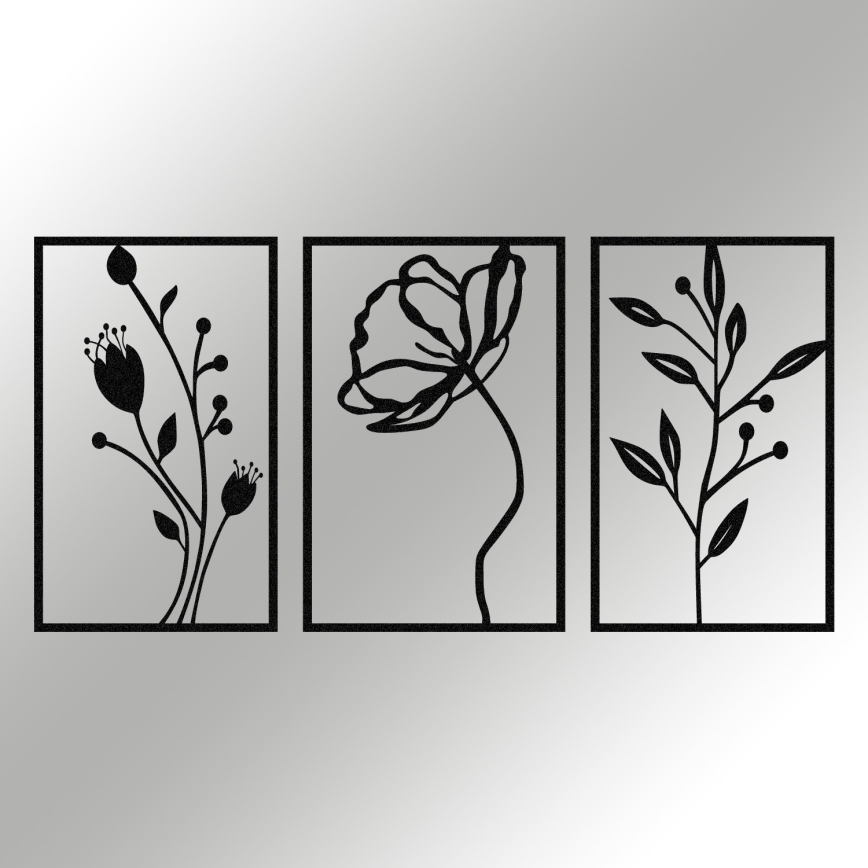 SET 3x Decorazione da muro 78x39 cm fiori metallo