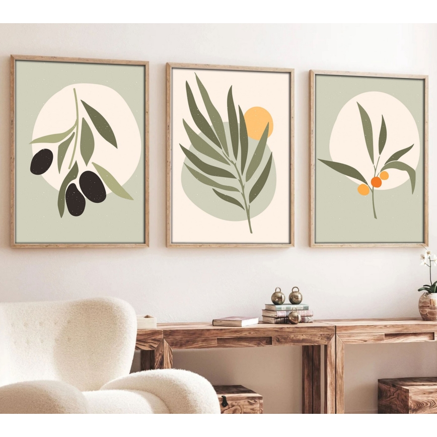 SET 3x Foto in cornice 50x70 cm foglie
