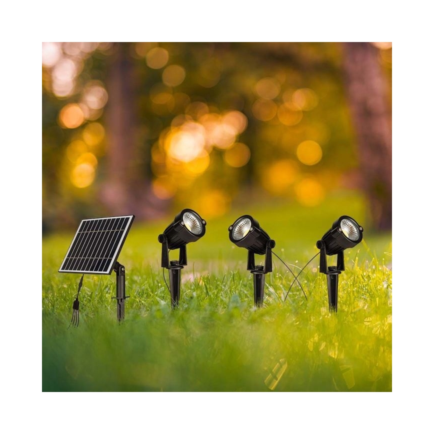 SET 3x Lampada solare LED da esterno 3xLED/1,2W/3,7V IP65 3000K 4000 mAh