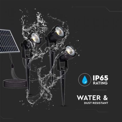 SET 3x Lampada solare LED da esterno 3xLED/1,2W/3,7V IP65 3000K 4000 mAh