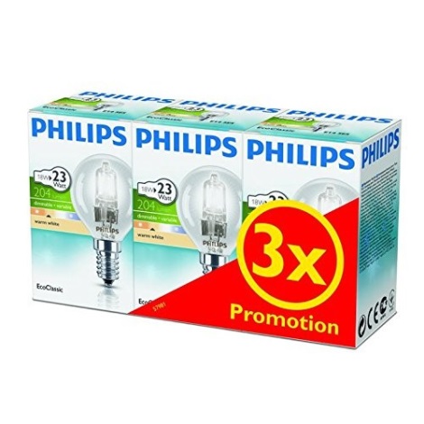SET 3x Lampadina alogena dimmerabile Philips E14/18W/230V