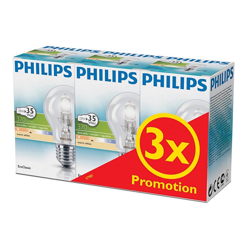 SET 3x Lampadina alogena dimmerabile Philips E27/28W/230V