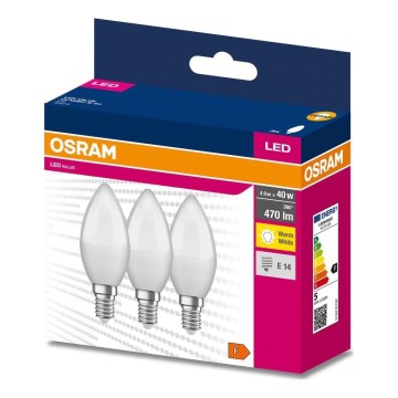 SET 3x Lampadina LED B38 E14/4,9W/230V 3000K - Osram