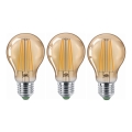 SET 3x Lampadina LED CLASIC AMBER A60 E27/9W/230V 2200K - Brilagi