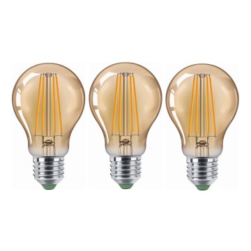 SET 3x Lampadina LED CLASIC AMBER A60 E27/9W/230V 2200K - Brilagi