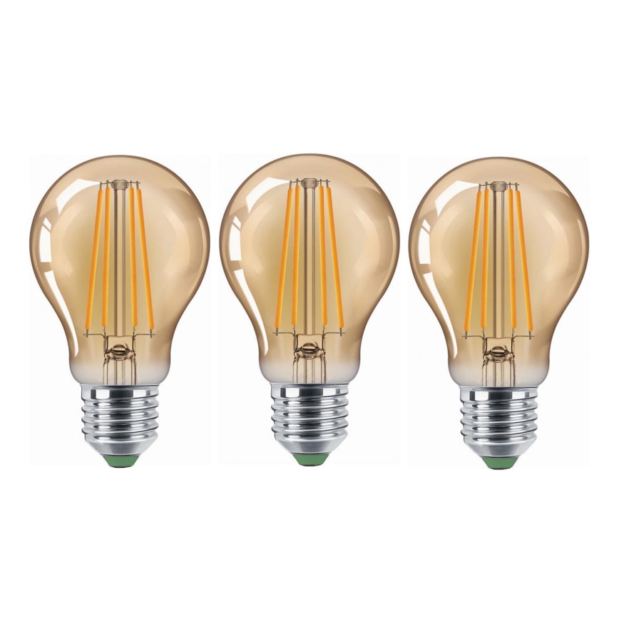 SET 3x Lampadina LED CLASIC AMBER A60 E27/9W/230V 2200K - Brilagi