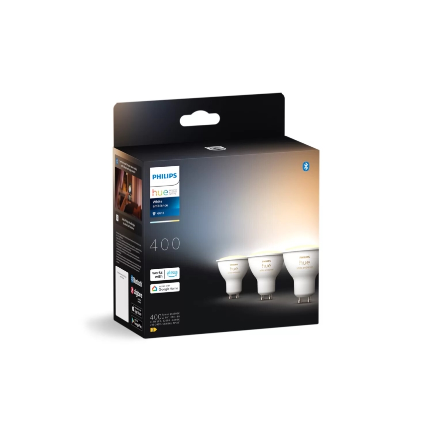 SET 3x Lampadina LED dimmerabile Philips Hue WHITE AMBIANCE GU10/4,2W/230V 2200-6500K