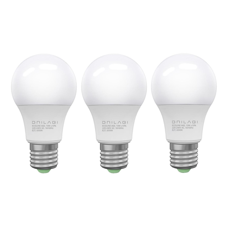 SET 3x Lampadina LED ECOLINE A60 E27/10W/230V 6500K - Brilagi