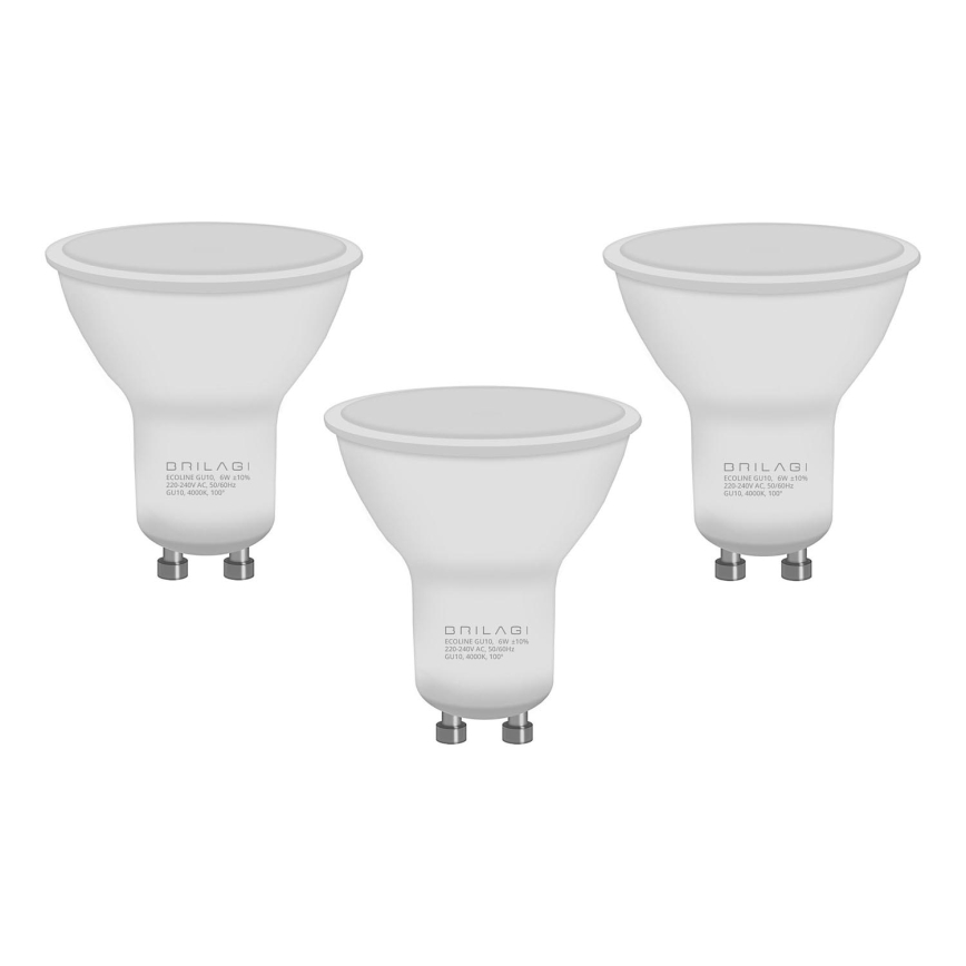 SET 3x Lampadina LED ECOLINE GU10/6W/230V 4000K - Brilagi