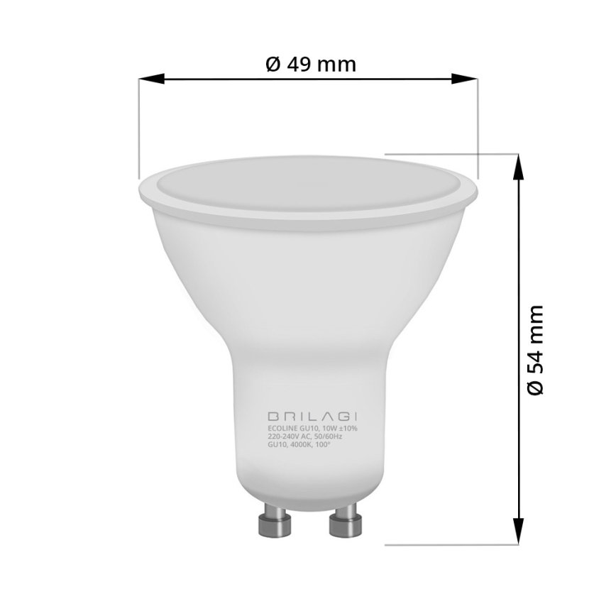 SET 3x Lampadina LED ECOLINE GU10/6W/230V 4000K - Brilagi