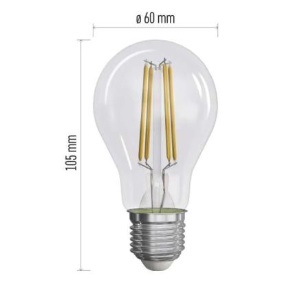 SET 3x Lampadina LED FILAMENT A60 E27/3,8W/230V 4000K Classe energetica A