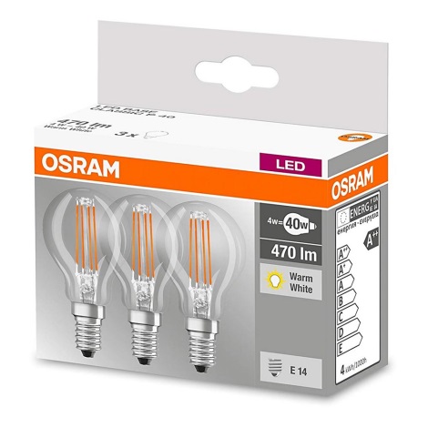 SET 3x Lampadina LED P40 E14/4W/230V 2700K - Osram