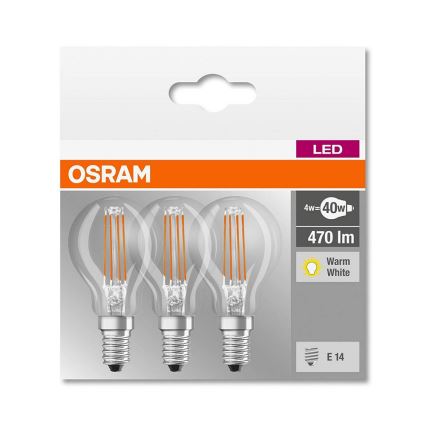 SET 3x Lampadina LED P40 E14/4W/230V 2700K - Osram