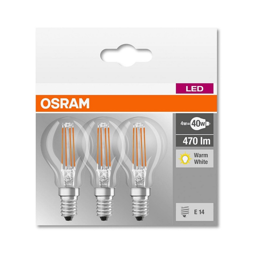 SET 3x Lampadina LED P40 E14/4W/230V 2700K - Osram