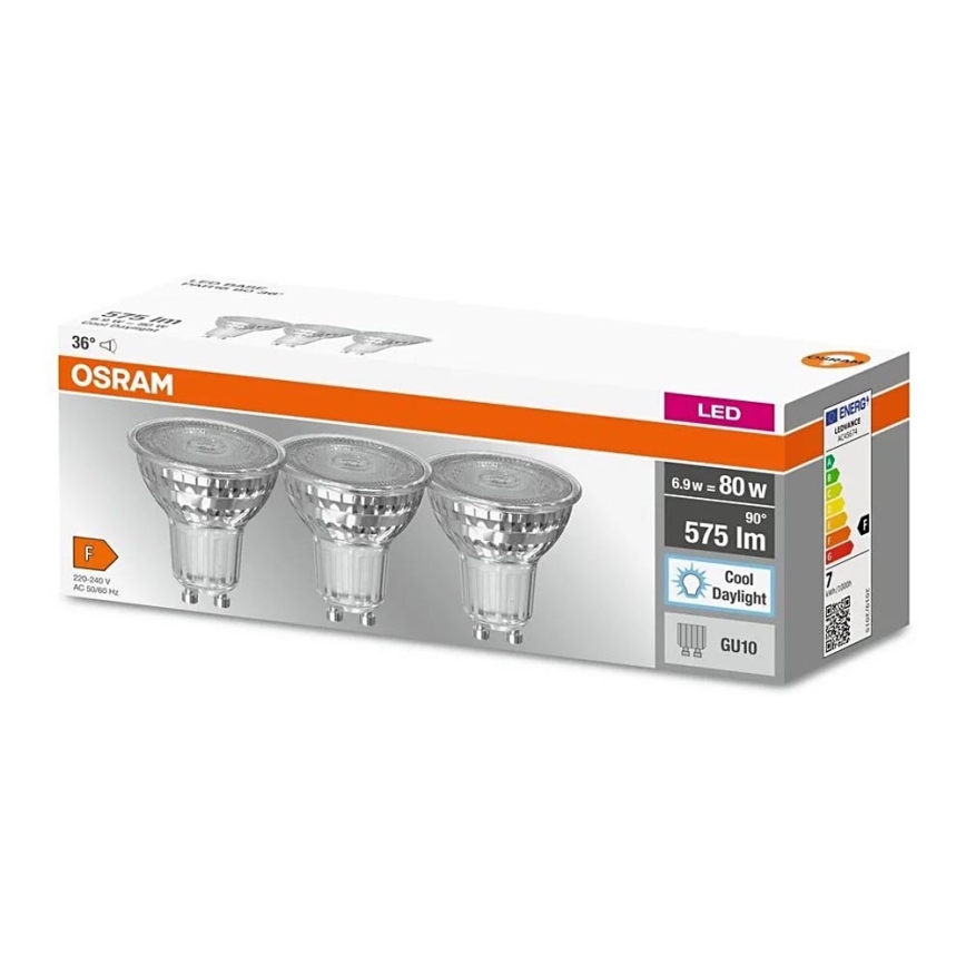 SET 3x Lampadina LED PAR16 GU10/6,9W/230V 6500K - Osram