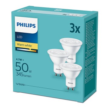 Set 3x Lampadina LED Philips GU10/4,7W/230V 2700K