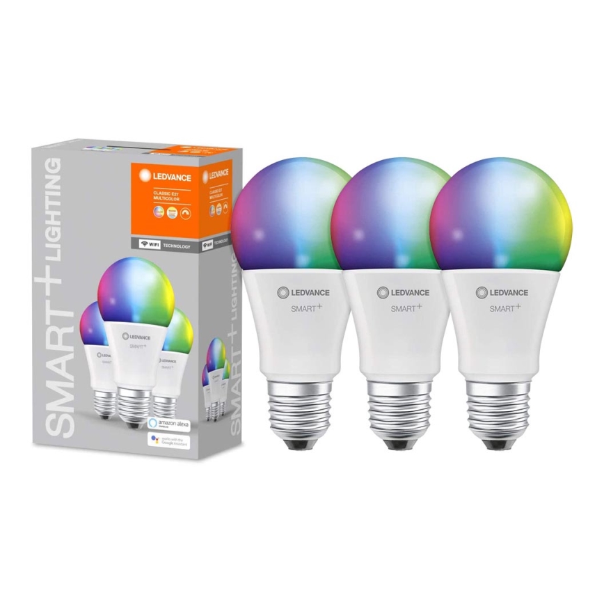 SET 3x Lampadina LED RGB dimmerabile SMART+ E27/9,5W/230V 2700K-6500K Wi-Fi - Ledvance