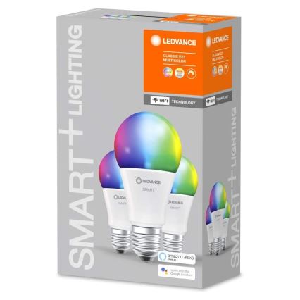 SET 3x Lampadina LED RGB dimmerabile SMART+ E27/9,5W/230V 2700K-6500K Wi-Fi - Ledvance