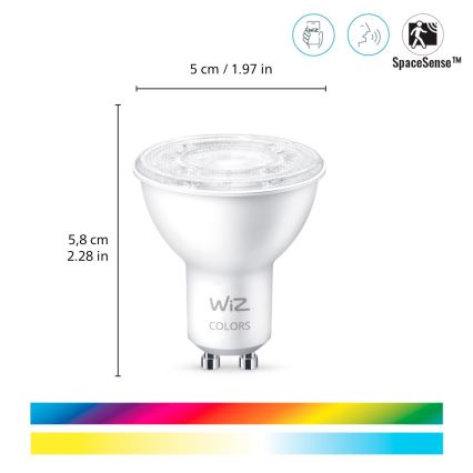 SET 3x Lampadina LED RGBW dimmerabile GU10/4,7W/230V 2200-6500K CRI 90 Wi-Fi - WiZ