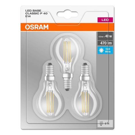 SET 3x Lampadina LED VINTAGE E14/4W/230V - Osram