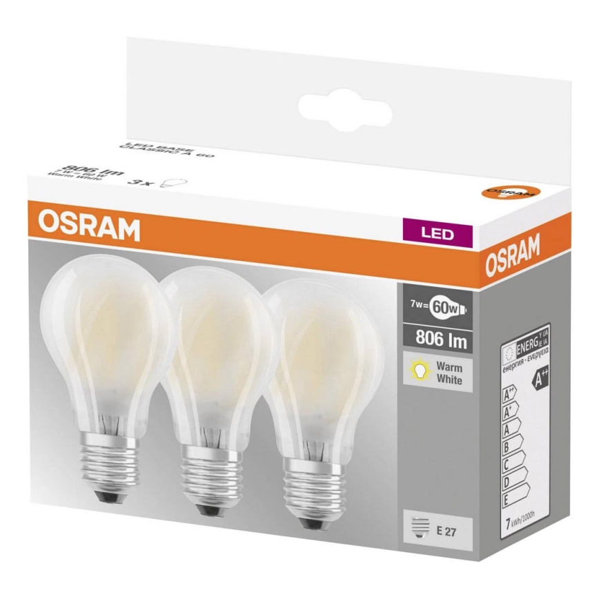 SET 3x Lampadina LED VINTAGE E27/7W/230V 2700K - Osram