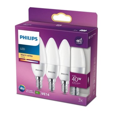 SET 3x LED Lampadina Philips B35 E14/5,5W/230V 2700K