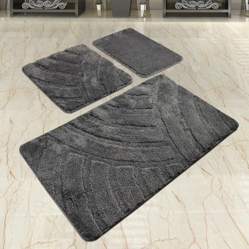 SET 3x Tappetino da bagno ALYA 60/60/100 cm antracite