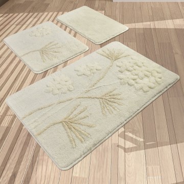 SET 3x Tappetino da bagno ORCHIDEA 60/60/100 cm beige
