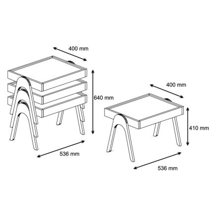 SET 3x Tavolino 41x53,6 cm ROMA marrone