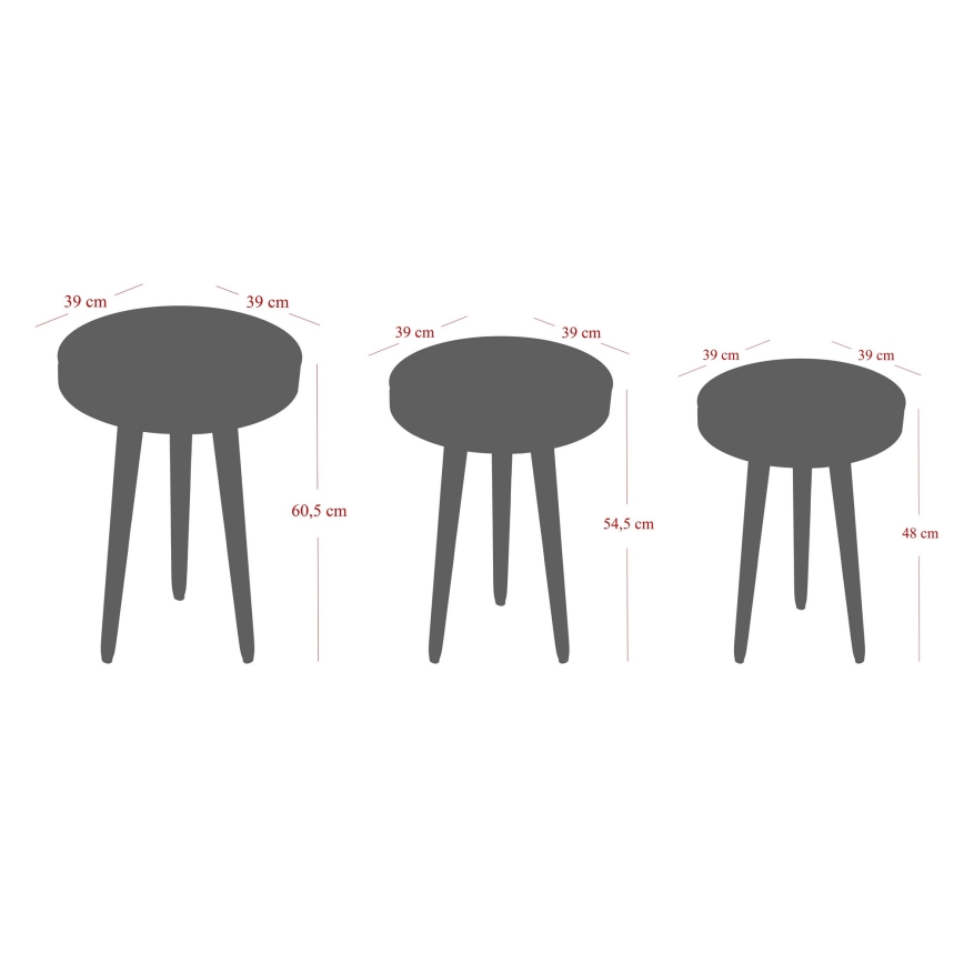 SET 3x Tavolino CALL nero