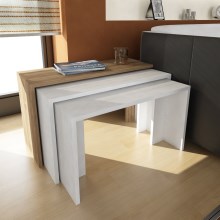 SET 3x Tavolino CANGO bianco/marrone