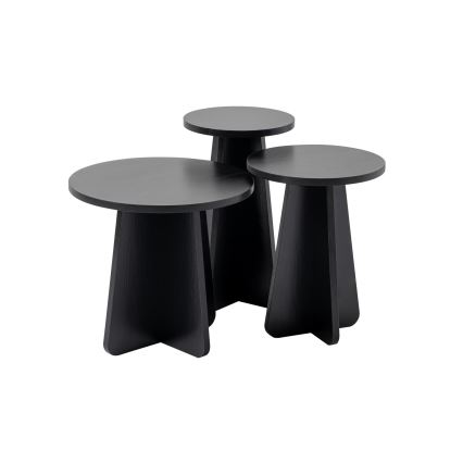 SET 3x Tavolino LUME diametro 28/33/43 cm nero