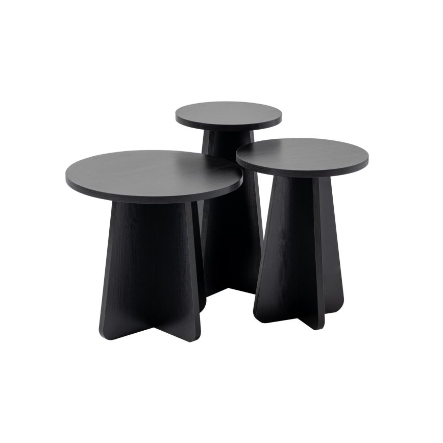 SET 3x Tavolino LUME diametro 28/33/43 cm nero