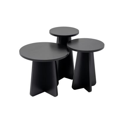 SET 3x Tavolino LUME diametro 28/33/43 cm nero